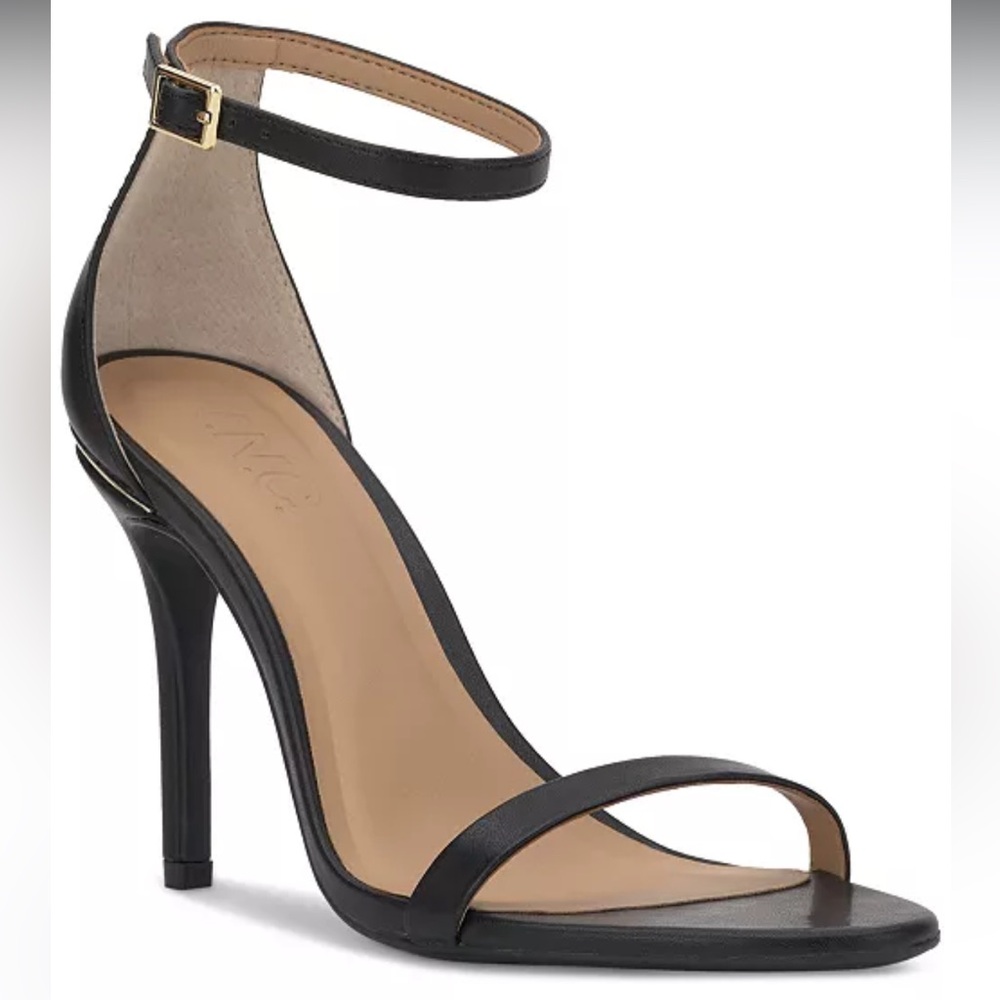 INC International Concepts Black Ankle-Strap Stiletto Sandals